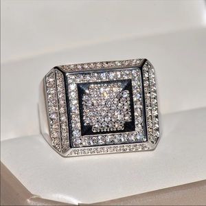 NEW* silver solitaire bling cuban Gotti Rock Ring